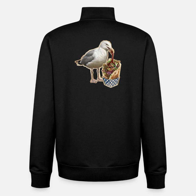 Mouette kebab - Sweat zippé unisexe en coton bio Stanley/Stella - noir