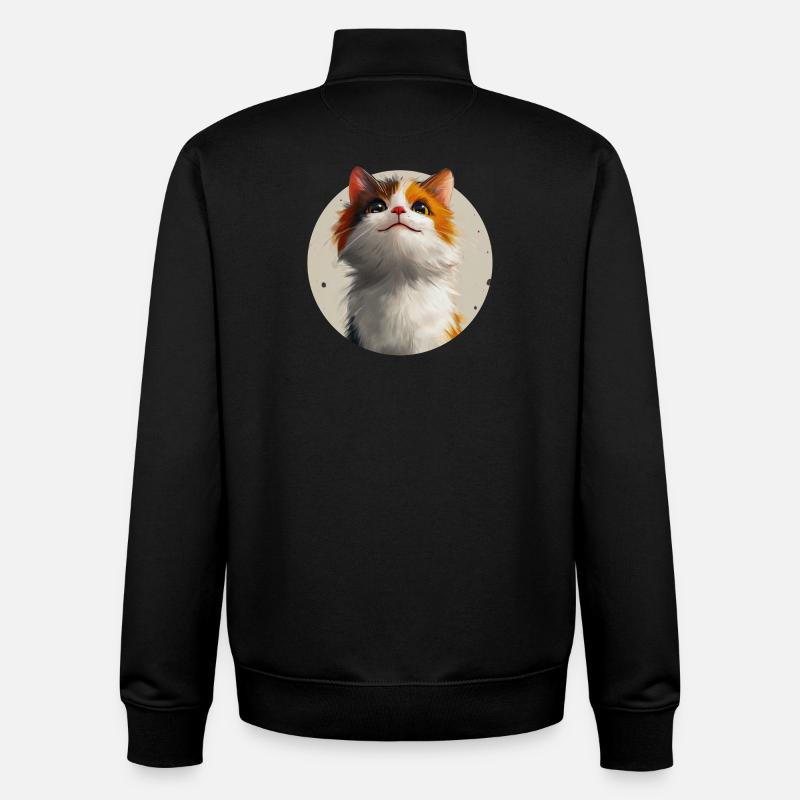 Chat mignon - Sweat zippé unisexe en coton bio Stanley/Stella - noir
