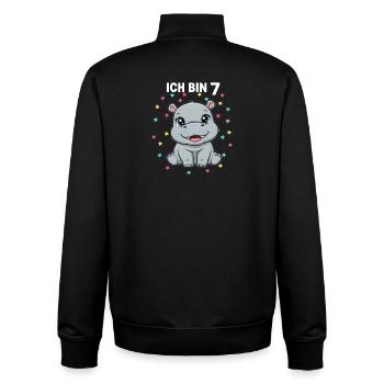 Ich bin 7 - Süßes Nilpferd zum 7. Geburtstag - Unisex Organic Zip Sweatshirt von Stanley/Stella - Schwarz - Hinten - AI Model Male 185 light (185cm)