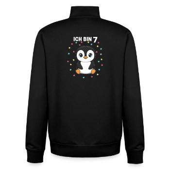 Ich bin 7 - Süßes Pinguin zum 7. Geburtstag - Unisex Organic Zip Sweatshirt von Stanley/Stella - Schwarz - Hinten - AI Model Male 185 light (185cm)