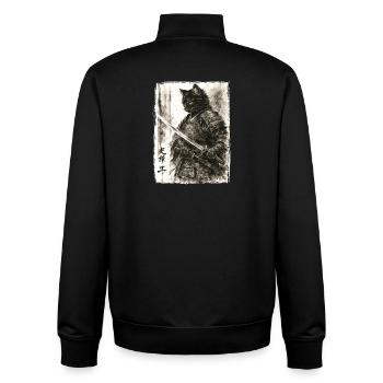 Samurai Cat Japanese Warrior Ukiyoe Anime - Unisex Organic Zip Sweatshirt by Stanley/Stella - black - Back - AI Model Male 185 light (185cm)