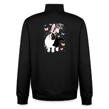 Chat de Pâques aux oreilles de lapin - Sweat zippé unisexe en coton bio Stanley/Stella - noir - Dos - AI Model Male 185 light (185cm)