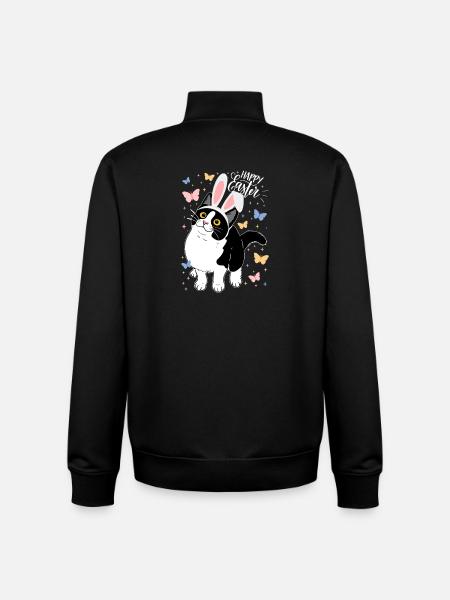 Osterkatze mit Hasenohren - Unisex Organic Zip Sweatshirt von Stanley/Stella - Schwarz