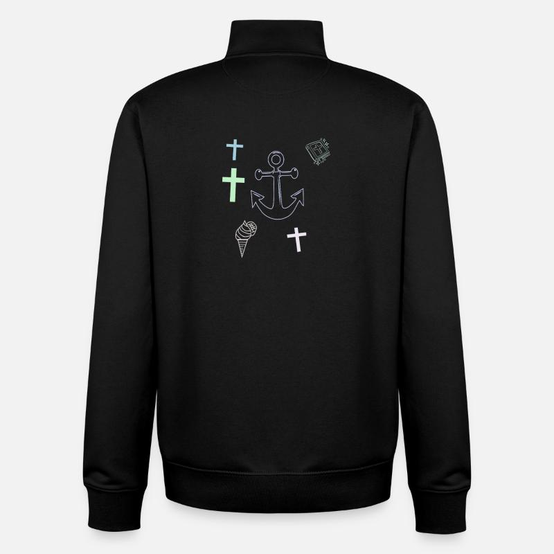 Anker Kreuz Eis maritim - Unisex Organic Zip Sweatshirt by Stanley/Stella - black
