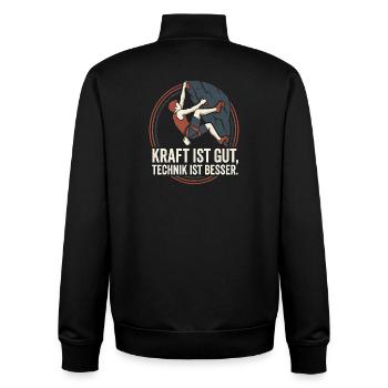 Klettern Spruch - Retro Bouldern Geschenk - Unisex Organic Zip Sweatshirt von Stanley/Stella - Schwarz - Hinten - AI Model Male 185 light (185cm)