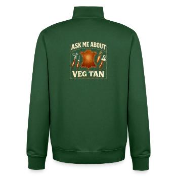 Ask Me About Veg Tan | Leather Crafts - Unisex Organic Zip Sweatshirt by Stanley/Stella - bottle green - Back - AI Model Male 185 dark (185cm)