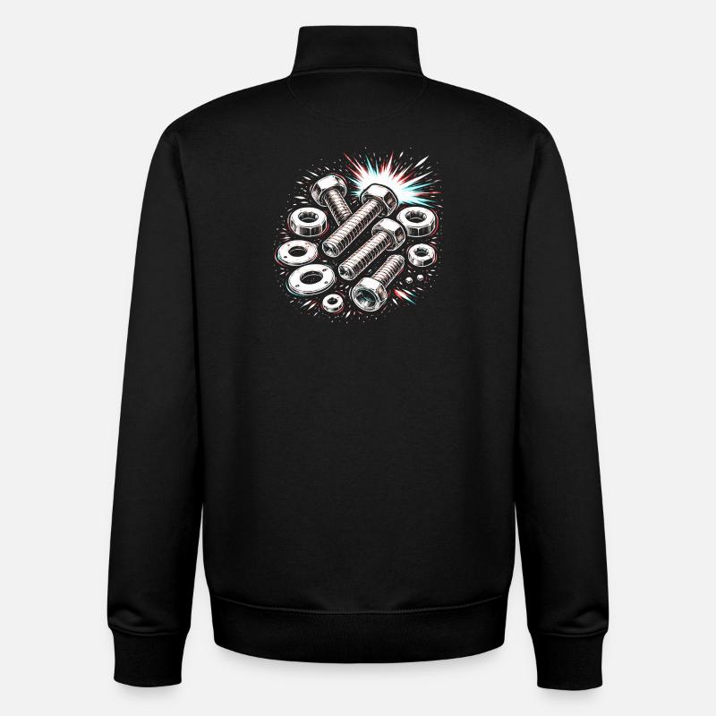 Bolts Nuts Mechanic Tool Design - Unisex Organic Zip Sweatshirt by Stanley/Stella - black