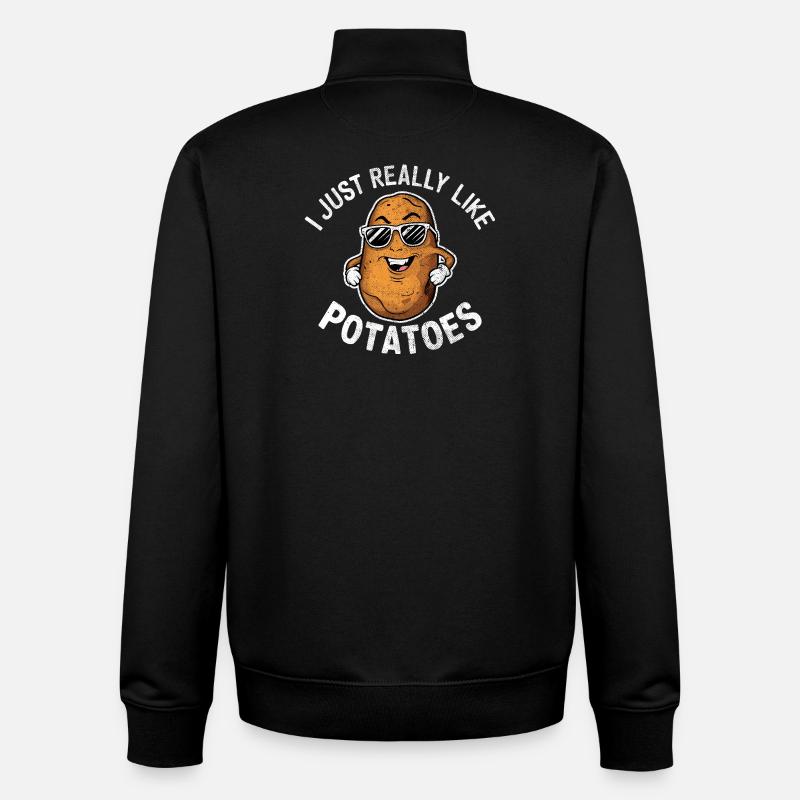 J’aime vraiment les pommes de terre, c’est drôle. - Sweat zippé unisexe en coton bio Stanley/Stella - noir