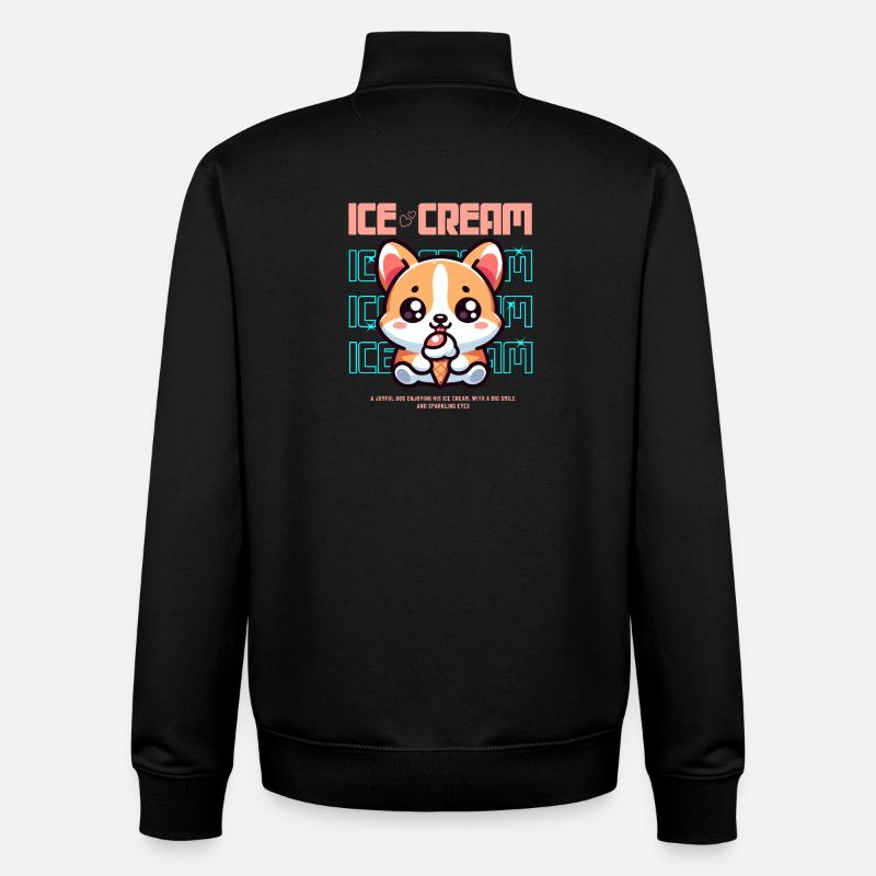 Petit chiot glace mignon - Sweat zippé unisexe en coton bio Stanley/Stella - noir