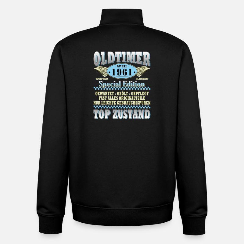Oldtimer April 1961 Sonderausgabe - Unisex Organic Zip Sweatshirt von Stanley/Stella - Schwarz