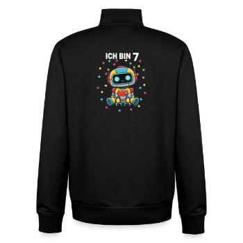 Ich bin 7 - Süßes Roboter zum 7. Geburtstag - Unisex Organic Zip Sweatshirt von Stanley/Stella - Schwarz - Hinten - AI Model Male 185 light (185cm)
