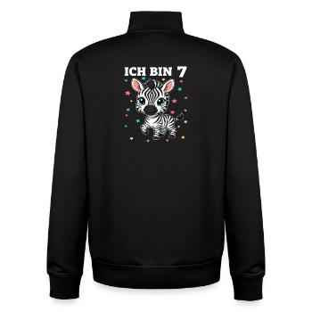 Ich bin 7 - Süßes Zebra zum 7. Geburtstag - Unisex Organic Zip Sweatshirt von Stanley/Stella - Schwarz - Hinten - AI Model Male 185 light (185cm)