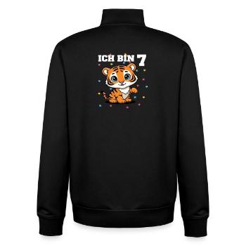 Ich bin 7 - Süßes Tiger zum 7. Geburtstag - Unisex Organic Zip Sweatshirt von Stanley/Stella - Schwarz - Hinten - AI Model Male 185 light (185cm)