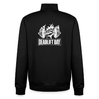 Powerlifting Bodybuilder Deadlift Day - Unisex Organic Zip Sweatshirt von Stanley/Stella - Schwarz - Hinten - AI Model Male 185 light (185cm)
