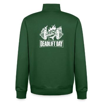 Powerlifting Bodybuilder Deadlift Day - Unisex Organic Zip Sweatshirt by Stanley/Stella - bottle green - Back - AI Model Male 185 dark (185cm)