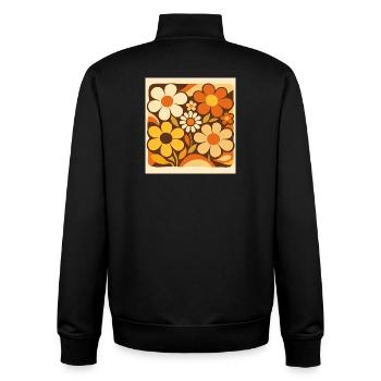 Retro flowers in shades of yellow - Unisex Organic Zip Sweatshirt by Stanley/Stella - black - Back - AI Model Male 185 light (185cm)