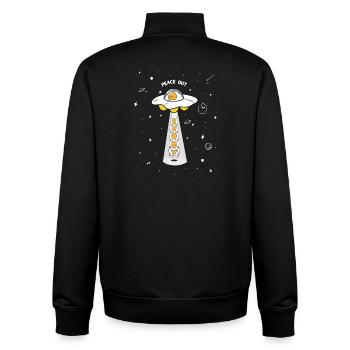 Peace Out UFO-Eier - Unisex Organic Zip Sweatshirt von Stanley/Stella - Schwarz - Hinten - AI Model Male 185 light (185cm)