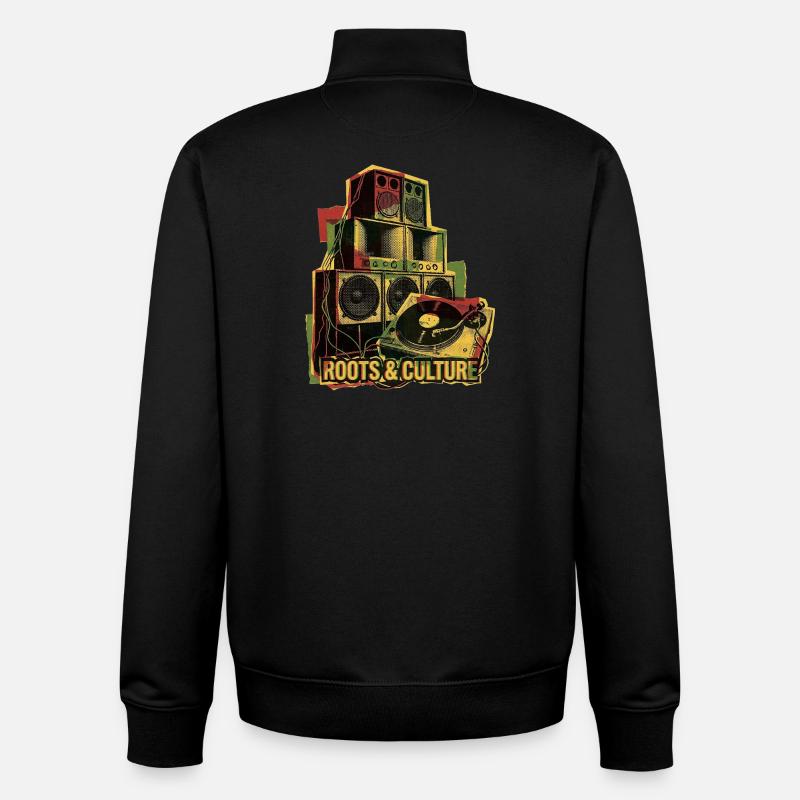 Système de son Roots Reggae Dub - Sweat zippé unisexe en coton bio Stanley/Stella - noir
