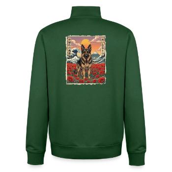 Schäferhund Natur Kawaii - Unisex Organic Zip Sweatshirt von Stanley/Stella - Flaschengrün - Hinten - AI Model Male 185 dark (185cm)