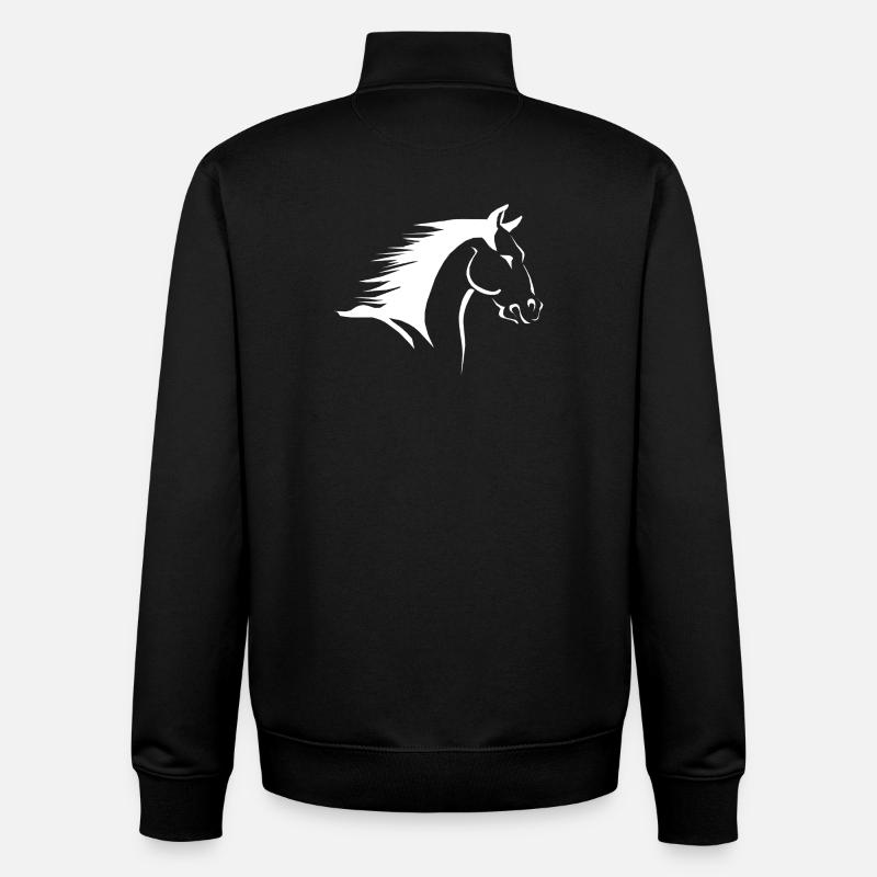 Pferdekopf Silhouette im Kontrast - Unisex Organic Zip Sweatshirt von Stanley/Stella - Schwarz