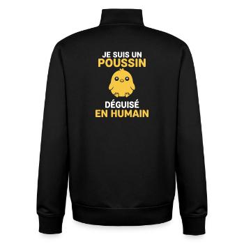 Poussin Déguisé Humain – Humour Doux - Sweat zippé unisexe en coton bio Stanley/Stella - noir - Dos - AI Model Male 185 light (185cm)