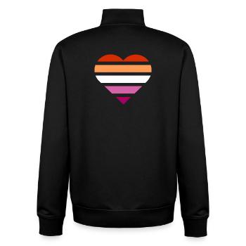 Pride Flag Heart · Lesbian - Unisex Organic Zip Sweatshirt by Stanley/Stella - black - Back - AI Model Male 185 light (185cm)