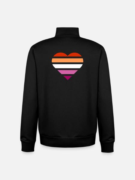 Pride Flag Heart · Lesbian - Unisex Organic Zip Sweatshirt by Stanley/Stella - black
