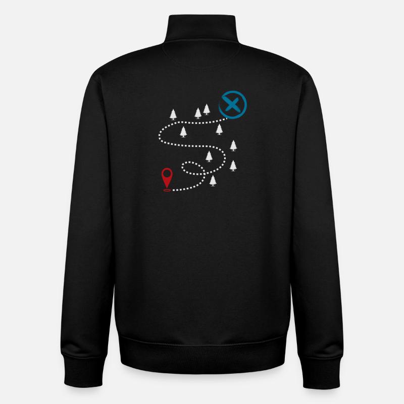 Adventure Trail Map Geocaching Graphic - Unisex Organic Zip Sweatshirt von Stanley/Stella - Schwarz