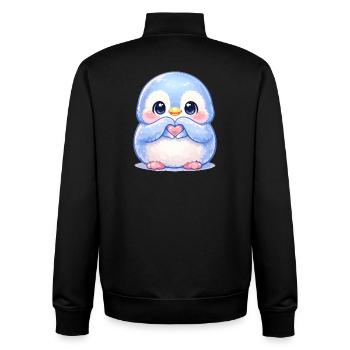 Tender Penguin Heart Friend - Unisex Organic Zip Sweatshirt by Stanley/Stella - black - Back - AI Model Male 185 light (185cm)