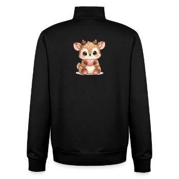 Kleiner Waldreh mit Herz - Unisex Organic Zip Sweatshirt von Stanley/Stella - Schwarz - Hinten - AI Model Male 185 light (185cm)