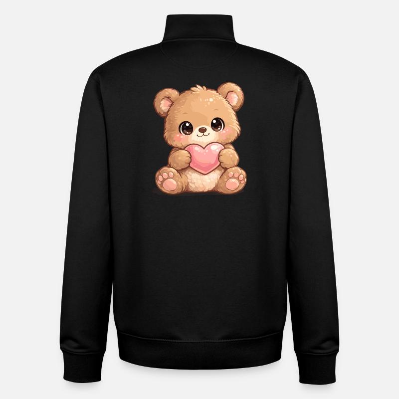 Cœur d’ours câlin amour - Sweat zippé unisexe en coton bio Stanley/Stella - noir