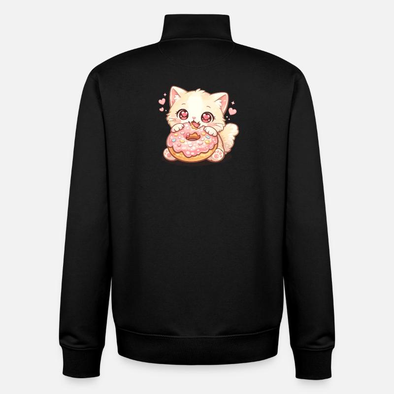 Kätzchen mit Donut - Unisex Organic Zip Sweatshirt von Stanley/Stella - Schwarz