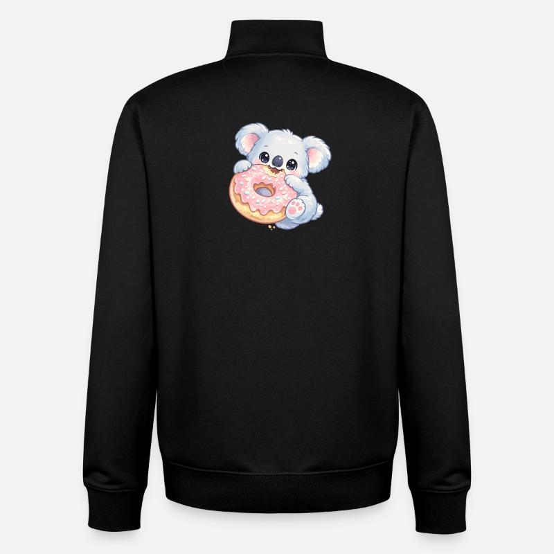 Koala câlin avec un donut - Sweat zippé unisexe en coton bio Stanley/Stella - noir