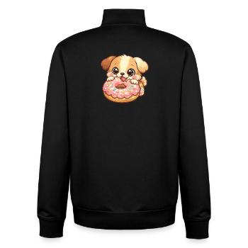 Petit chien et beignet - Sweat zippé unisexe en coton bio Stanley/Stella - noir - Dos - AI Model Male 185 light (185cm)