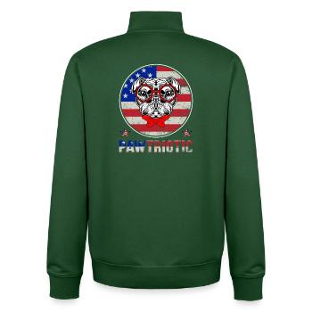 Pug Patriot with Red Glasses - Unisex Organic Zip Sweatshirt by Stanley/Stella - bottle green - Back - AI Model Male 185 dark (185cm)