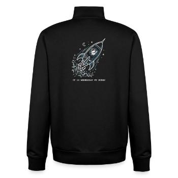 C’est mercredi, mon mème de l’astronaute grenouille spatiale - Sweat zippé unisexe en coton bio Stanley/Stella - noir - Dos - AI Model Male 185 light (185cm)