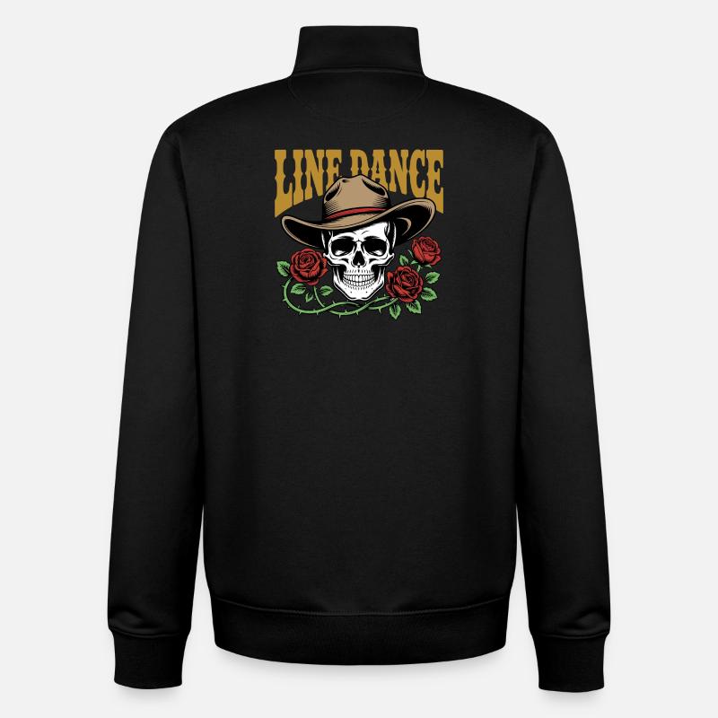 Danse en ligne Skull & Roses - Sweat zippé unisexe en coton bio Stanley/Stella - noir