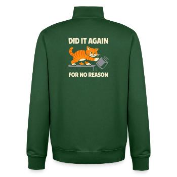 Orange Cat Chaos Funny Cat Orange Tabby Meme - Unisex Organic Zip Sweatshirt by Stanley/Stella - bottle green - Back - AI Model Male 185 dark (185cm)