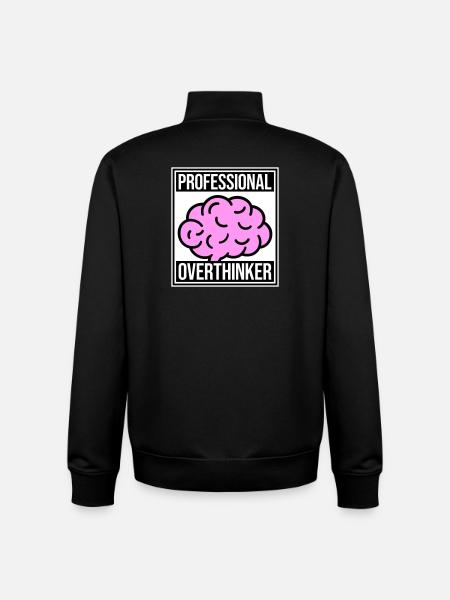 Professional Overthinker Funny Brooding Anxiety Logo - Unisex Organic Zip Sweatshirt by Stanley/Stella - black