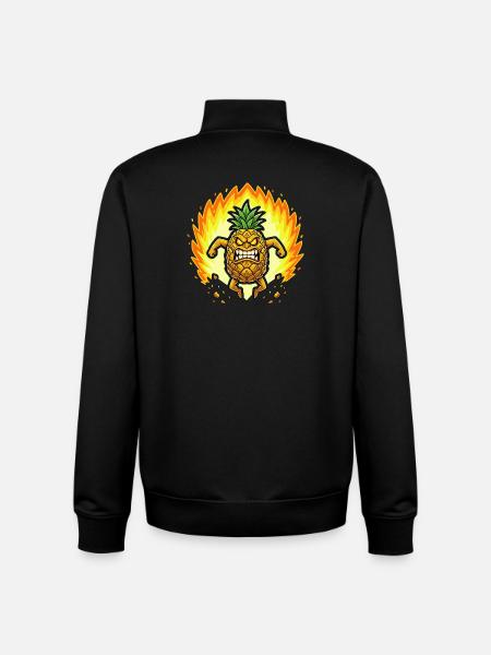 Angry pineapple with flames - Unisex Organic Zip Sweatshirt by Stanley/Stella - black