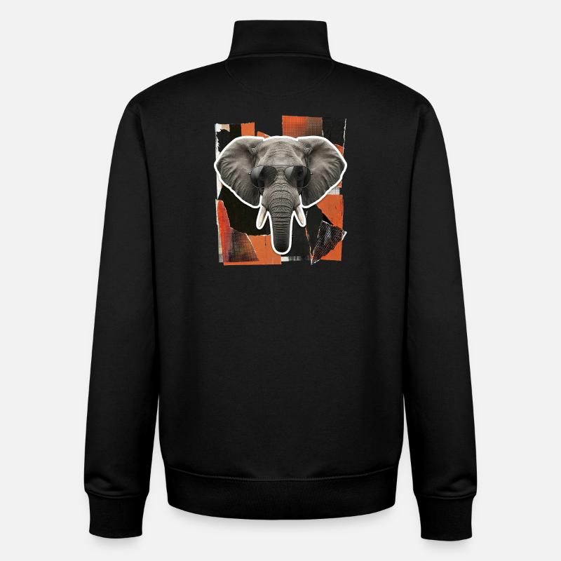 Elefant Sonnenbrille Risographie - Unisex Organic Zip Sweatshirt von Stanley/Stella - Schwarz