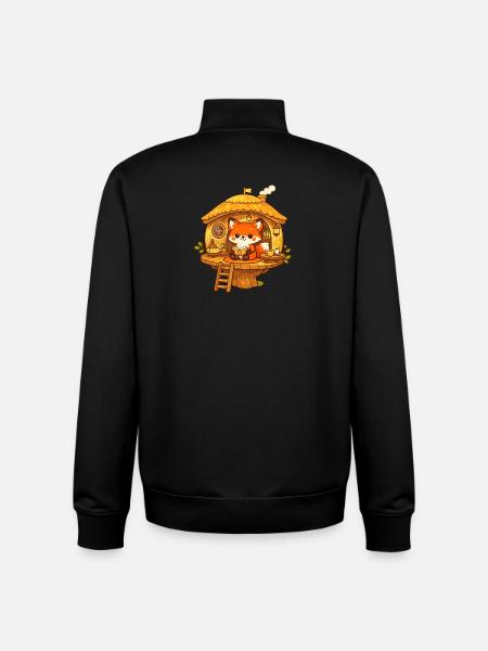 Lesender Fuchs im Baumhaus - Unisex Organic Zip Sweatshirt von Stanley/Stella - Schwarz