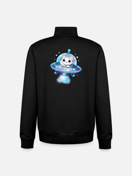 Kawaii Cats UFO Space Friend - Unisex Organic Zip Sweatshirt by Stanley/Stella - black