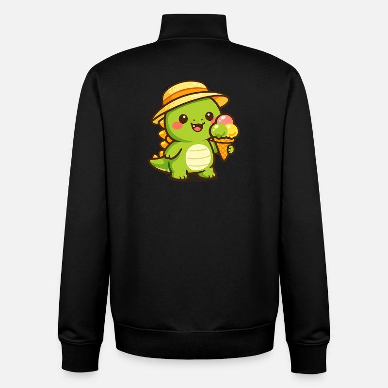 Kleiner Dino Eiscreme Abenteuer - Unisex Organic Zip Sweatshirt by Stanley/Stella - black