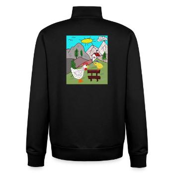 Rural Chicken Delight with Chicks Alps - Unisex Organic Zip Sweatshirt by Stanley/Stella - black - Back - AI Model Male 185 light (185cm)