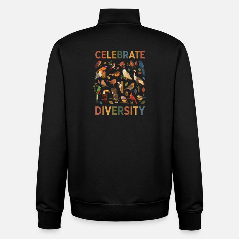 Don de la diversité des oiseaux - Sweat zippé unisexe en coton bio Stanley/Stella - noir