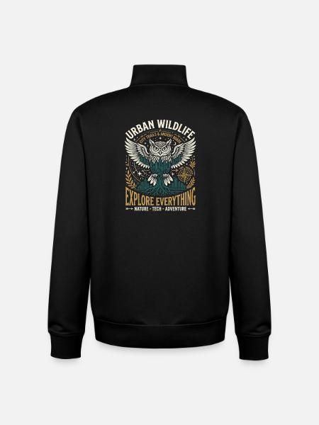 Urban Wildlife Owl - Unisex Organic Zip Sweatshirt by Stanley/Stella - black