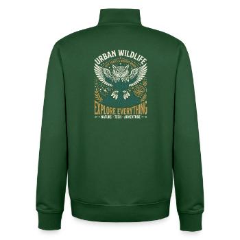 Urban Wildlife Owl - Unisex Organic Zip Sweatshirt by Stanley/Stella - bottle green - Back - AI Model Male 185 dark (185cm)