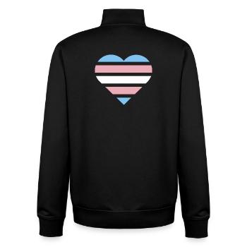 Pride Flag Heart · Transgender - Unisex Organic Zip Sweatshirt by Stanley/Stella - black - Back - AI Model Male 185 light (185cm)