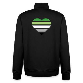 Pride Flag Heart · Aromantic - Unisex Organic Zip Sweatshirt von Stanley/Stella - Schwarz - Hinten - AI Model Male 185 light (185cm)